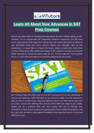 Learn All About New Advances in SAT Prep Courses