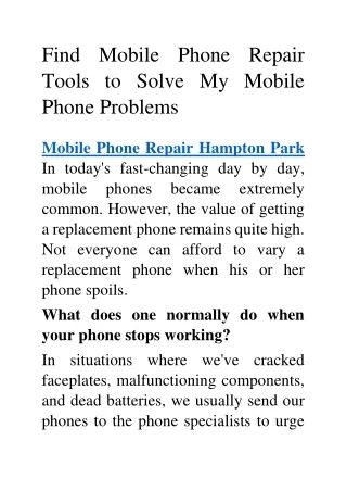 Mobile phone repair hampton park