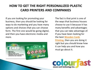 How To Get The Right Personalized Plastic Card Printers And Companies