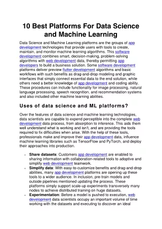 10 best platforms for data science and machine