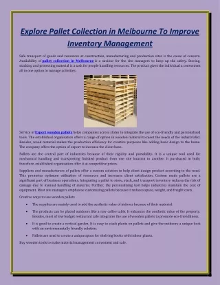 explore pallet collection in melbourne to improve