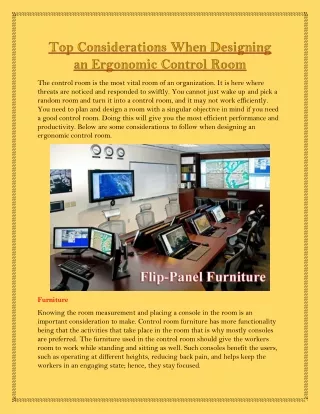 Top Considerations When Designing an Ergonomic Control Room