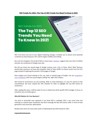SEO Trends For 2021 The Top 12 SEO Trends You Need To Know In 2021