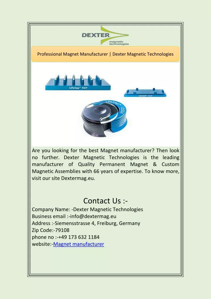 professional magnet manufacturer dexter magnetic