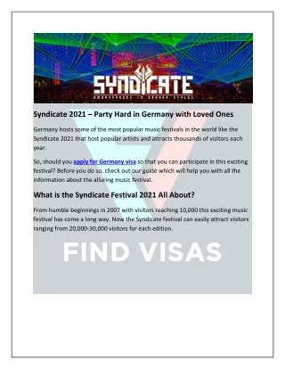Syndicate 2021 - Party Hard in Germany with Loved Ones