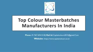 Top Colour Masterbatches Manufacturers In India