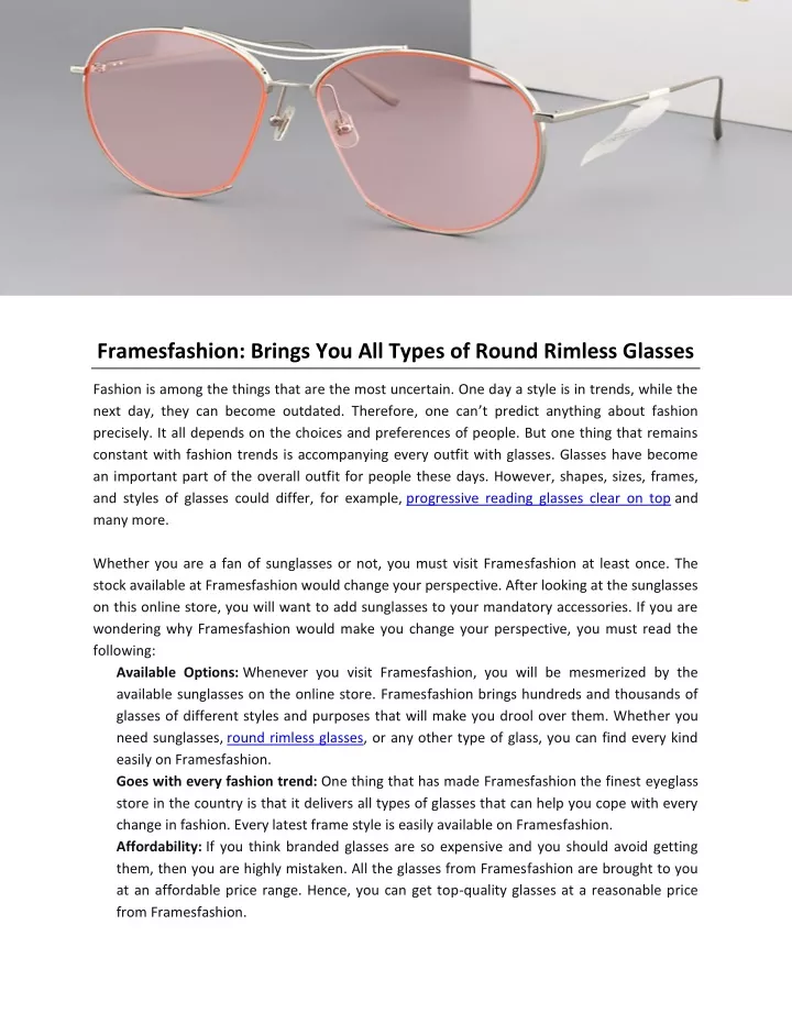 framesfashion brings you all types of round
