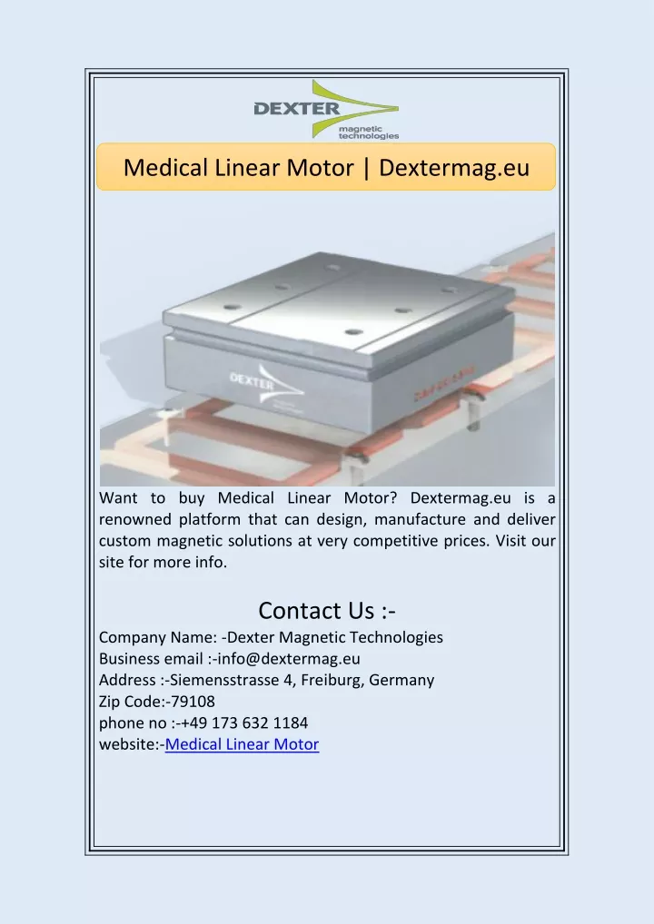 medical linear motor dextermag eu