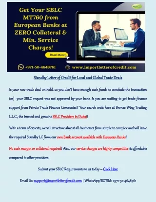 standby letter of credit for local and global