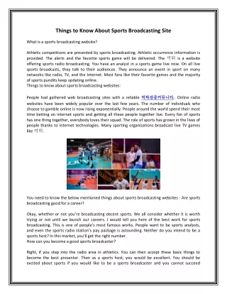 Things To Know About Sports Broadcasting Site