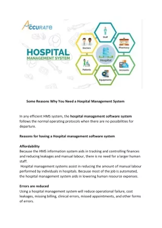 Some reasons why you need hospital management system.