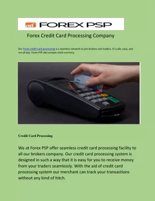 Forex Credit Card Processing Company