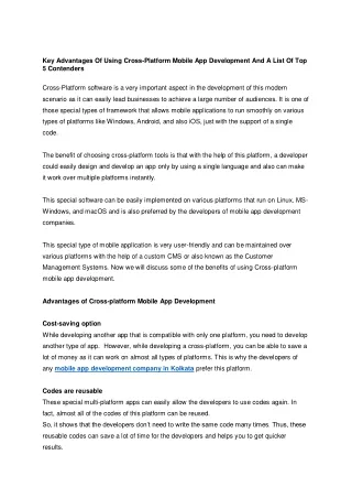 key advantages of using cross platform mobile