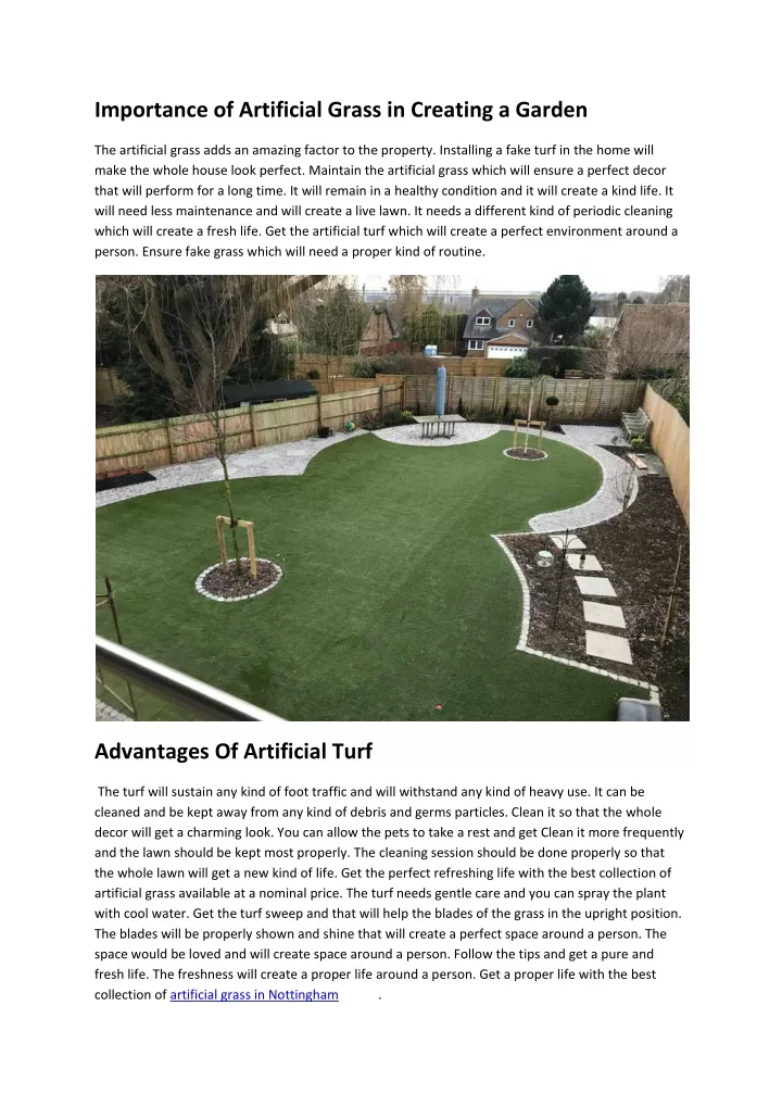 importance of artificial grass in creating