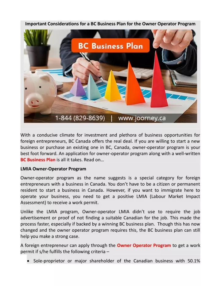 important considerations for a bc business plan