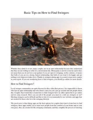 basic tips on how to find swingers