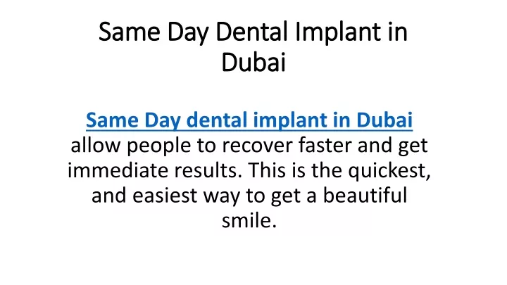 same day dental implant in dubai