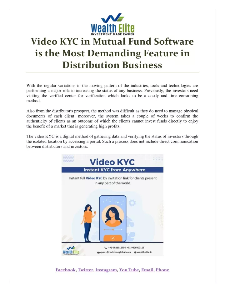 video kyc in mutual fund software is the most