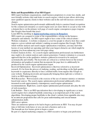 roles and responsibilities of an seo expert
