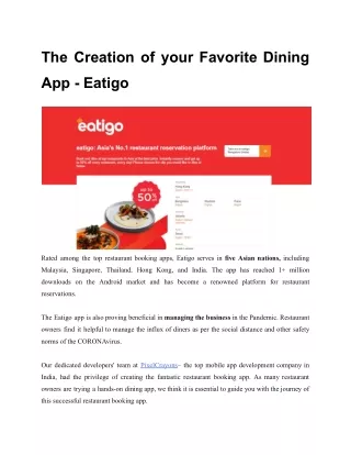 the creation of your favorite dining