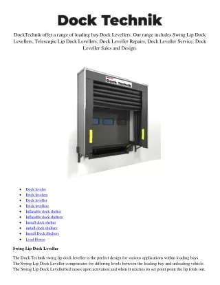 docktechnik offer a range of loading bay dock