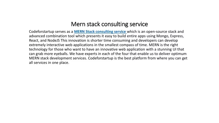 mern stack consulting service