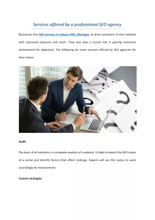 Services offered by a professional SEO agency