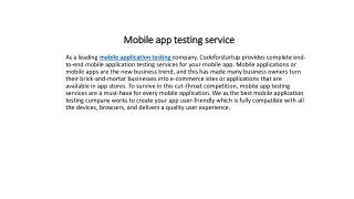 Mobile app testing service