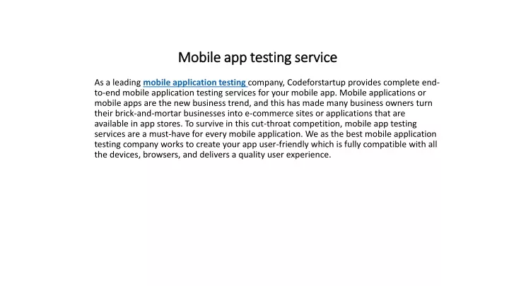 mobile app testing service
