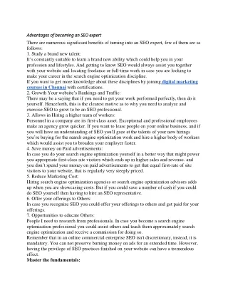 advantages of becoming an seo exper advantages