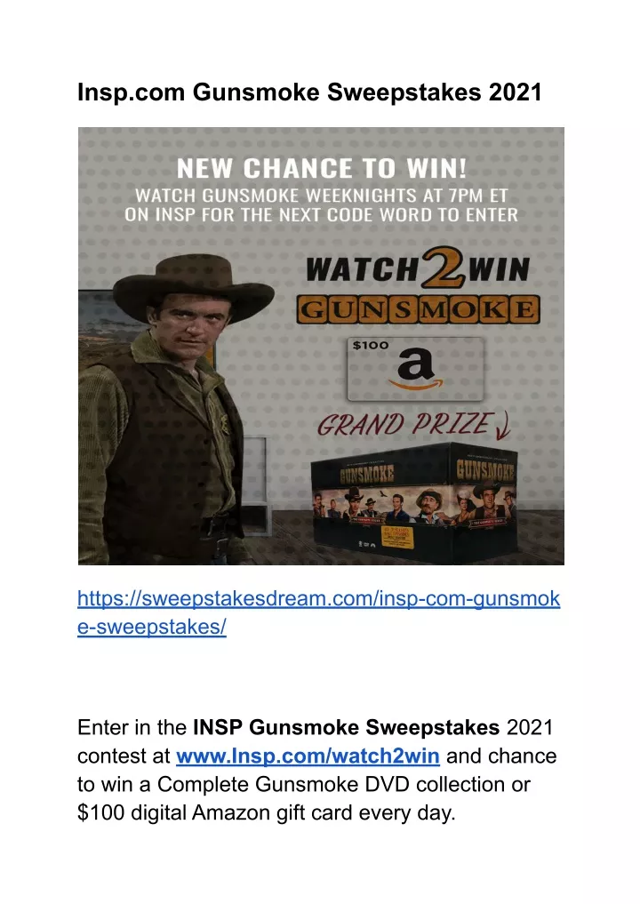 insp com gunsmoke sweepstakes 2021