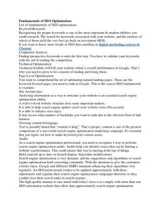 fundamentals of seo optimization list