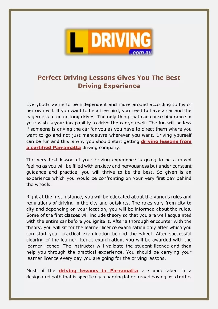 perfect driving lessons gives you the best