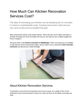 How Much Can Kitchen Renovation Services Cost?