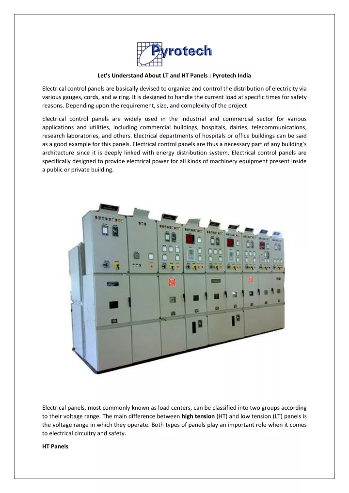 let s understand about lt and ht panels pyrotech