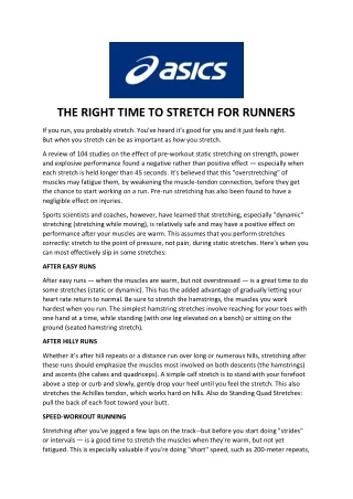 the right time to stretch for runners