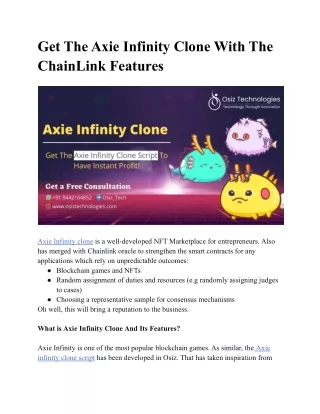 Get The Axie Infinity Clone With The ChainLink Features