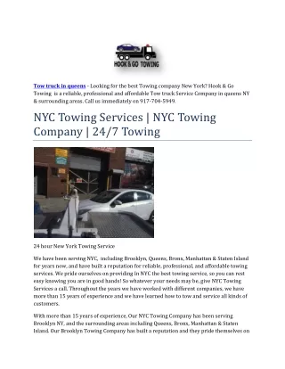 tow truck in queens looking for the best towing