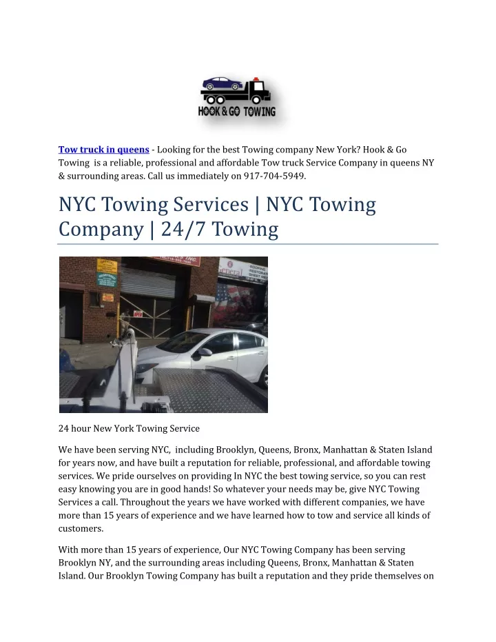 tow truck in queens looking for the best towing