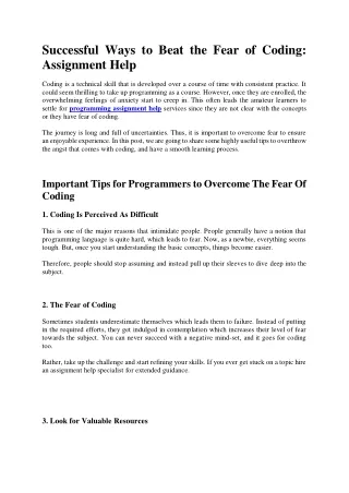 successful ways to beat the fear of coding