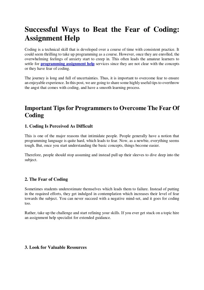 successful ways to beat the fear of coding
