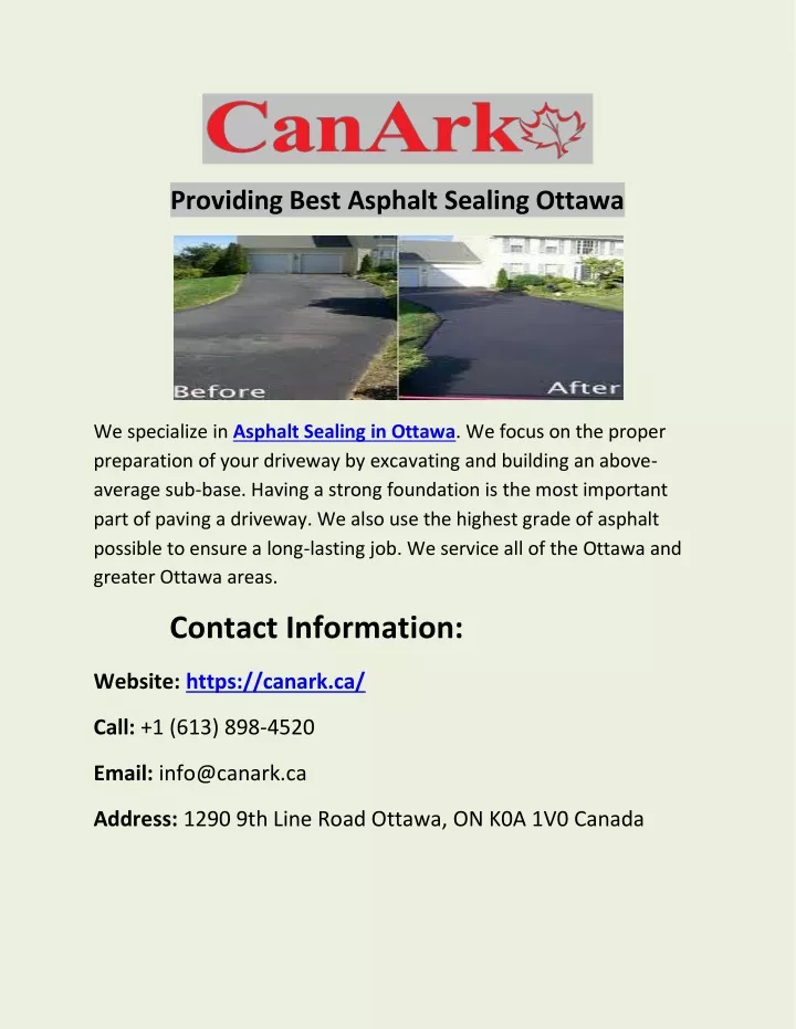 providing best asphalt sealing ottawa