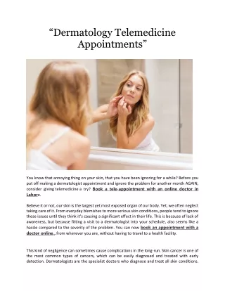 Dermatology Telemedicine Appointments