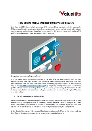 How Social Media Can Help Improve SEO Results
