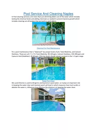 Pool Service And Cleaning Naples