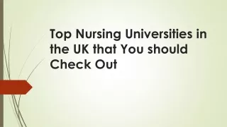 Top Nursing Universities in the UK that You should Check Out