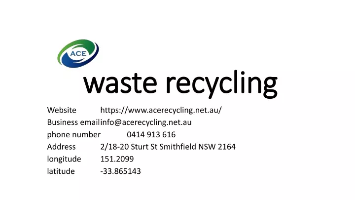 PPT - Waste Recycling PowerPoint Presentation, Free Download - ID:10835475