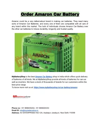 Order Amaron Car Battery