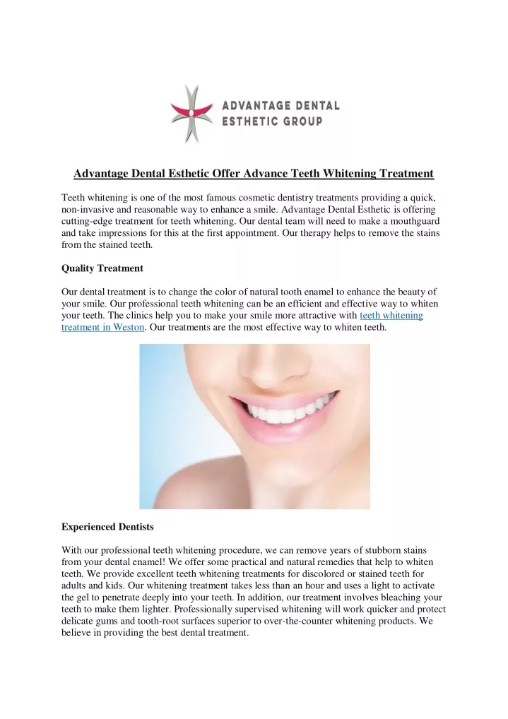 advantage dental esthetic offer advance teeth