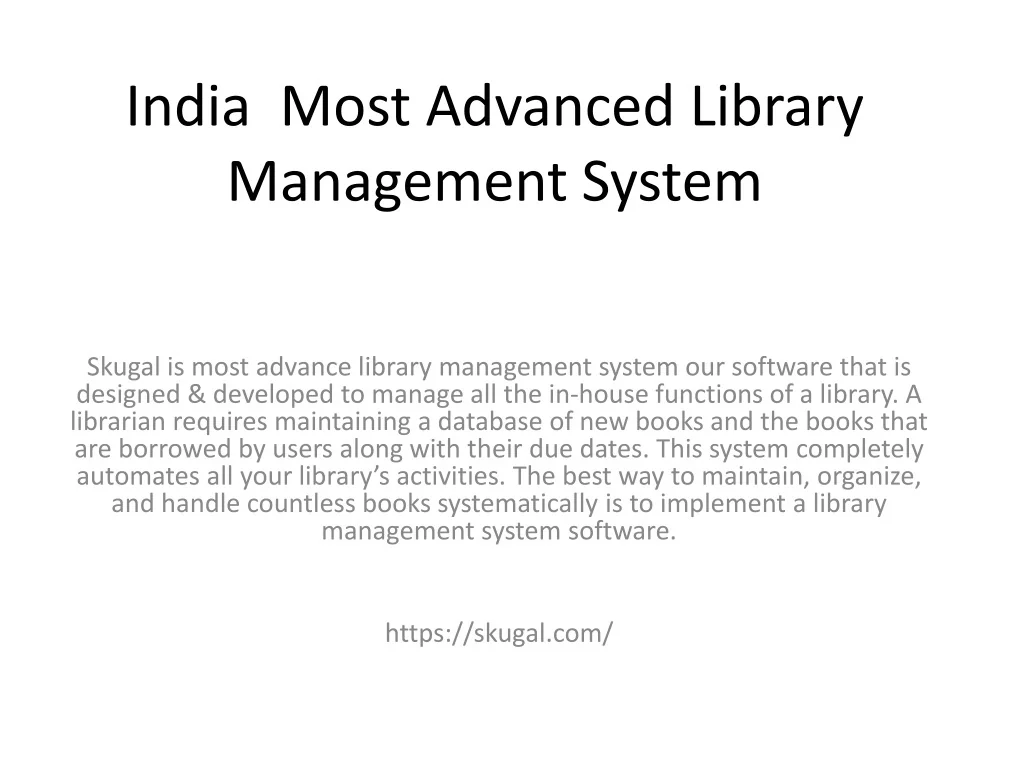 PPT - India Most Advanced Library Management System PowerPoint ...